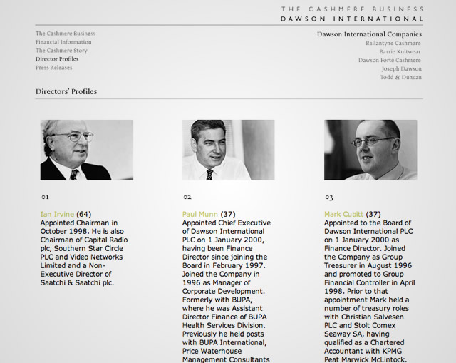 Dawson International - Directors profiles