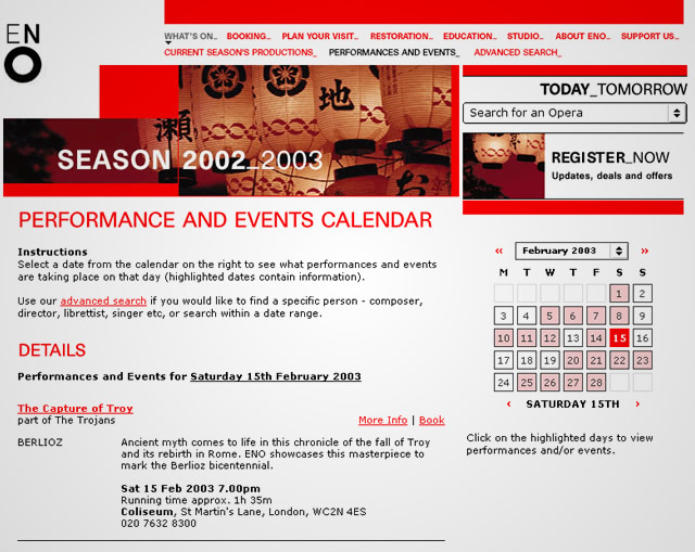 English National Opera - Performance calendar