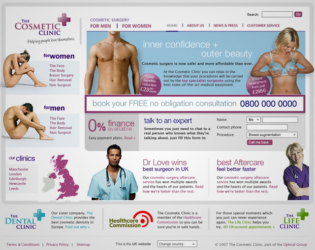 Optical Express - The Cosmetic Clinic - Homepage