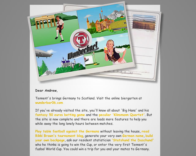 Tennent's Wunderbar! - Launch email